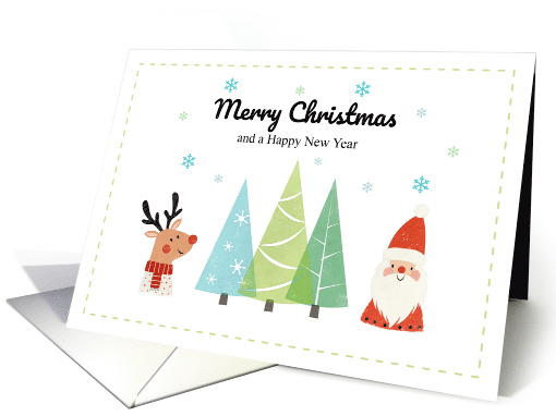 Whimsical Santa and Reindeer Holiday card (1946258)