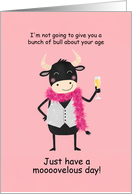 Cute Cow with Champagne card