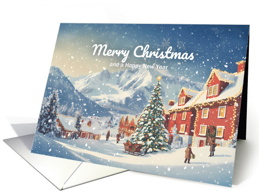 Cozy Winter Village Christmas Scene card (1947640)