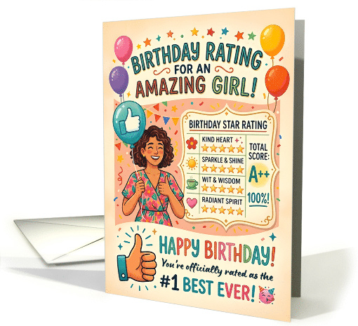 Birthday Rating Greetings for an Amazing Girl card (1986292)
