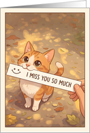 Cute Autumn Kitten I Miss You Greeting card