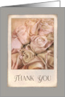 Thank You Delicate Pink Roses Pink And Gray Vintage Style Photography card