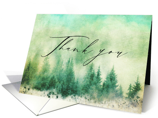 Thank You All Occasion Nature Evergreen Trees Green And Teal card