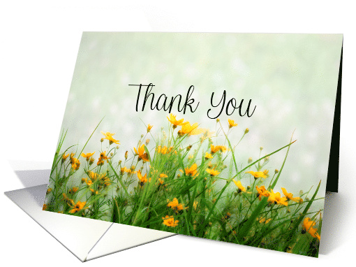 Thank You Cheerful Yellow Flowers In Green And Yellow card (1919744)