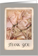 Thank You Delicate Pink Roses Pink And Gray Vintage Style Photography card