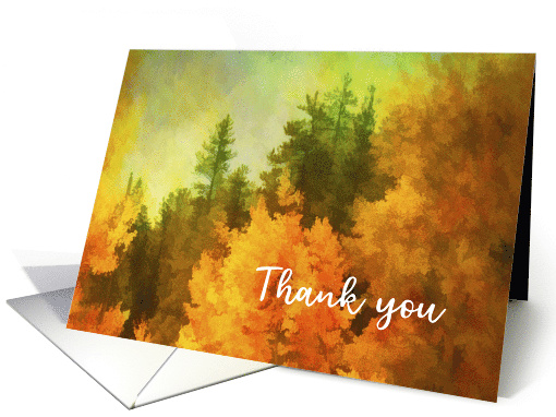Thank You Autumn Woods Nature Art Yellow And Green card (1921638)