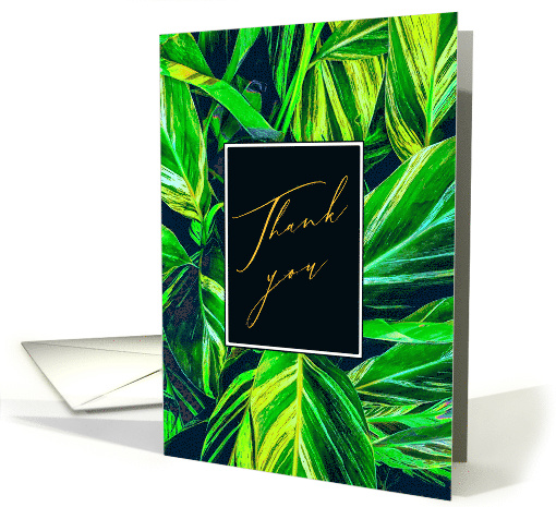 Thank You Bold Green And Yellow Leaves Nature Photography card