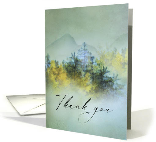 Thank You Mountain Pines Dreamy Landscape Nature Art card (1928016)