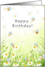 For Kids Happy Birthday with Watercolor Bee Theme card