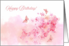 For Girls Happy Birthday with Pink Watercolor Flowers and Butterflies card