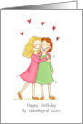 Happy Birthday Friend like a Sister with Cute Girls Doodle Art card