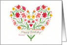 Happy Birthday with Colorful Vibrant Folk Art Floral Heart card