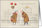 Happy Grandparents Day with Sweet Elderly Couple Hearts and Love Birds card