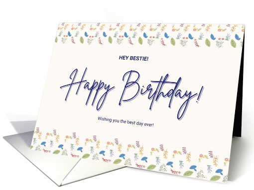 For Best Friend's Birthday Whimsical Floral Design card (1923604)