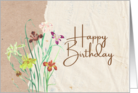 Happy Birthday Elegant Watercolor Flowers Bloom with Grace card