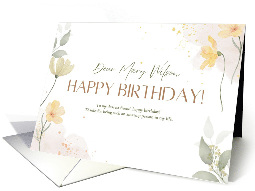 For Friend Happy Birthday Elegant Watercolor Floral card (1923812)