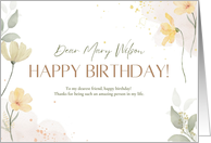 For Friend Happy Birthday Elegant Watercolor Floral card