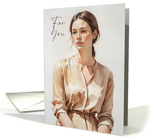 For Her Happy Birthday with Elegant Watercolor Themed Woman card