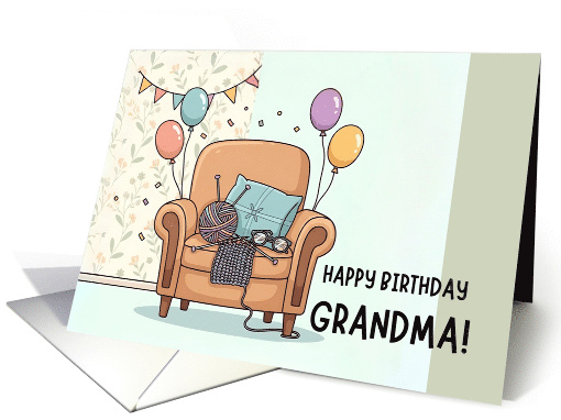 Happy Birthday Grandma with Cute Knitting Themed card (1932506)