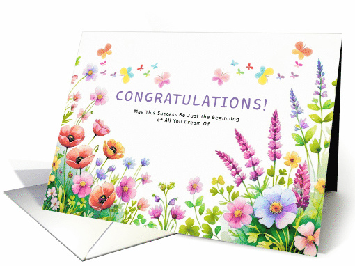 Congratulations on Your Success Wild Floral and Butterflies card