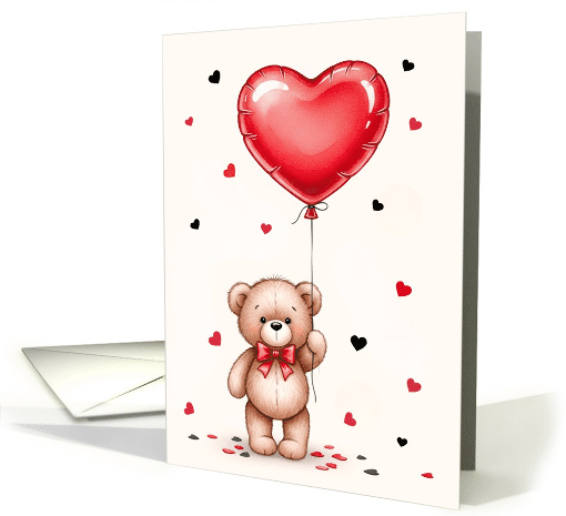 Happy Anniversary Cute Teddy Bear with Heart Balloon card (1938926)