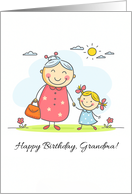 Happy Birthday Grandma from Granddaughter with Cute Doodle Art card