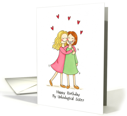 Happy Birthday Friend like a Sister with Cute Girls Doodle Art card