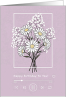 Happy Birthday Minimal Art Modern Music Player with Daisies card