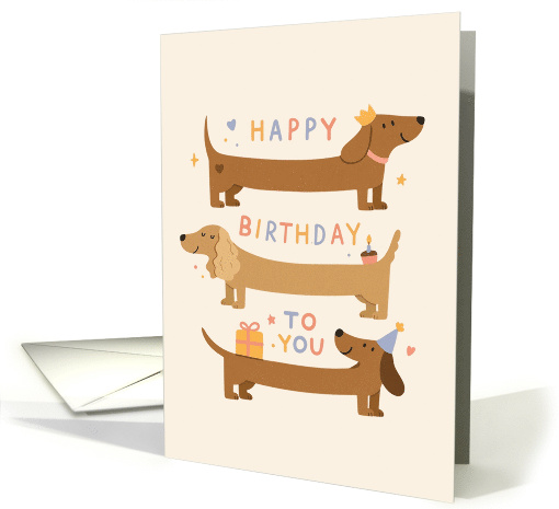 Happy Birthday with Three Cute Dachshund Dogs Stars... (1943154)