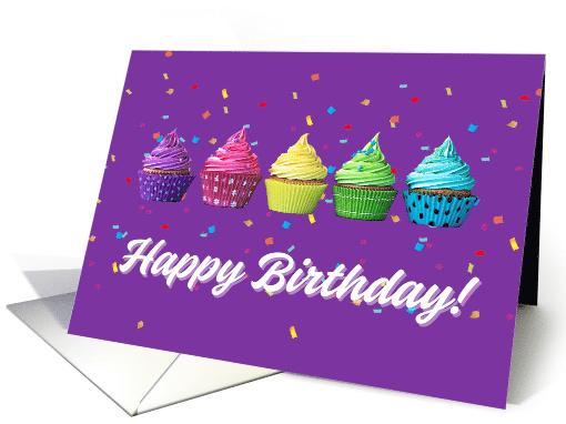 Colorful Rainbow Cupcakes Happy Birthday Greeting card (1926246)