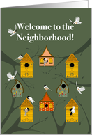 Welcome to the Neighborhood Birdhouses and Birds card