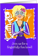 Halloween Invitation with Skeleton Ghost card
