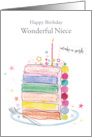Happy Birthday Wonderful Niece Rainbow Cake card