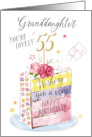 55th Birthday Granddaughter Rainbow Cake Slice card