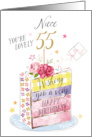 55th Birthday Niece Rainbow Cake Slice card