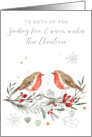 Both of You Christmas Robin Pair card