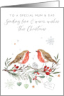 Mum and Dad Christmas Robin Pair card