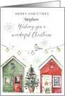 Personalised Winter Garden Sheds Christmas Tree Watercolour card