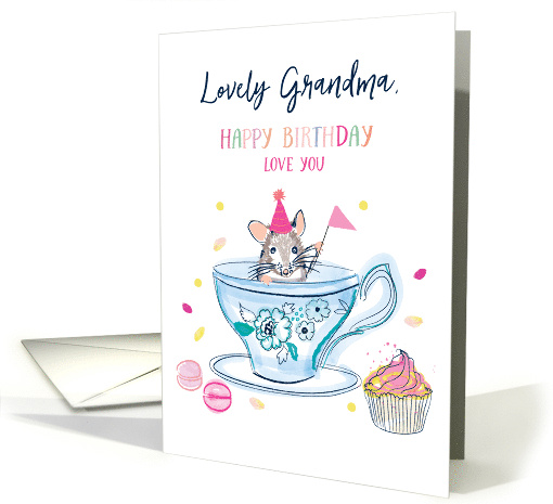 Grandma Happy Birthday mouse in a teacup card (1942196)