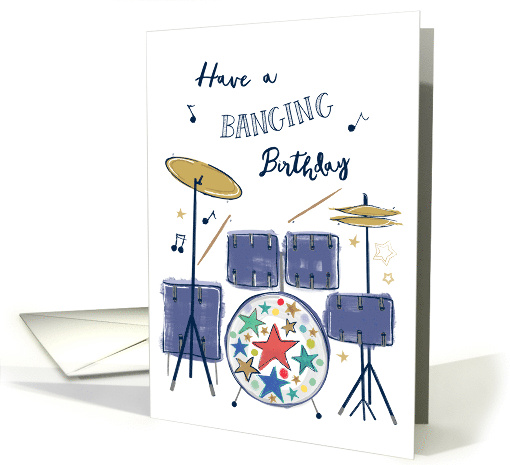 Birthday with Drum Kit and Colorful Stars card (1943710)
