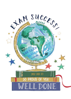Exam Success Globe with Books and Stars