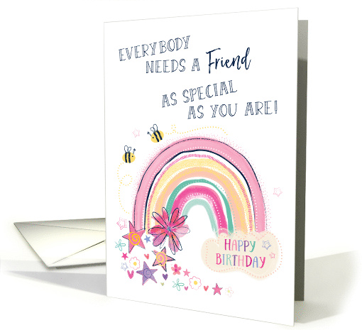 Happy Birthday for Friend Birthday Rainbow and Bees card (1943750)