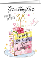 38th Birthday Granddaughter Rainbow Cake Slice card