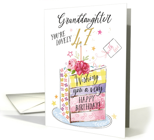 47th Birthday Granddaughter Rainbow Cake Slice card (1993702)