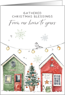 Christmas Blessings Winter Garden Sheds and Tree card