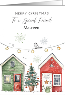 Friend Personalised Christmas Garden Sheds and Tree Card