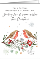 Daughter and Son in Law Christmas Robin Pair card
