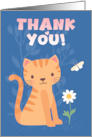 Cute Ginger Kitty Cat With Butterfly in Garden with Thank you Message card