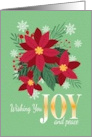 Merry Christmas Poinsettias Snowflakes Joy Peace card