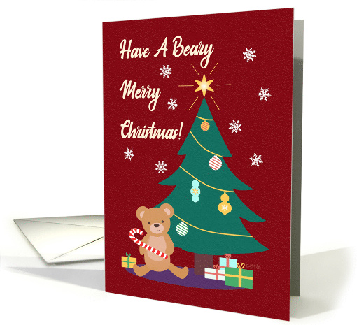 Merry Christmas Tree Presents Candy Cane Teddy Bear card (1951360)